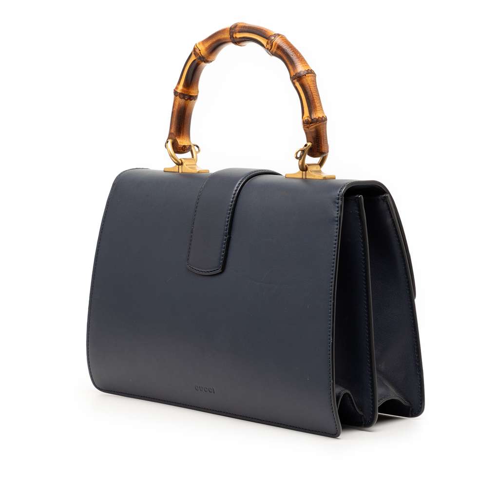 Gucci Medium Leather Bamboo Dionysus Web Satchel Blue Leather Good condition - Back View