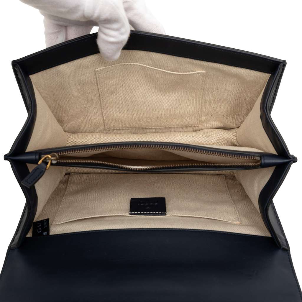 Gucci Medium Leather Bamboo Dionysus Web Satchel Blue Leather Good condition - Model View