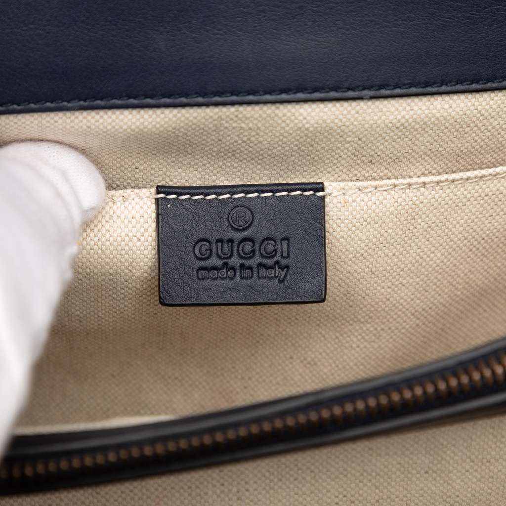 Gucci Medium Leather Bamboo Dionysus Web Satchel Blue Leather Good condition - Box View