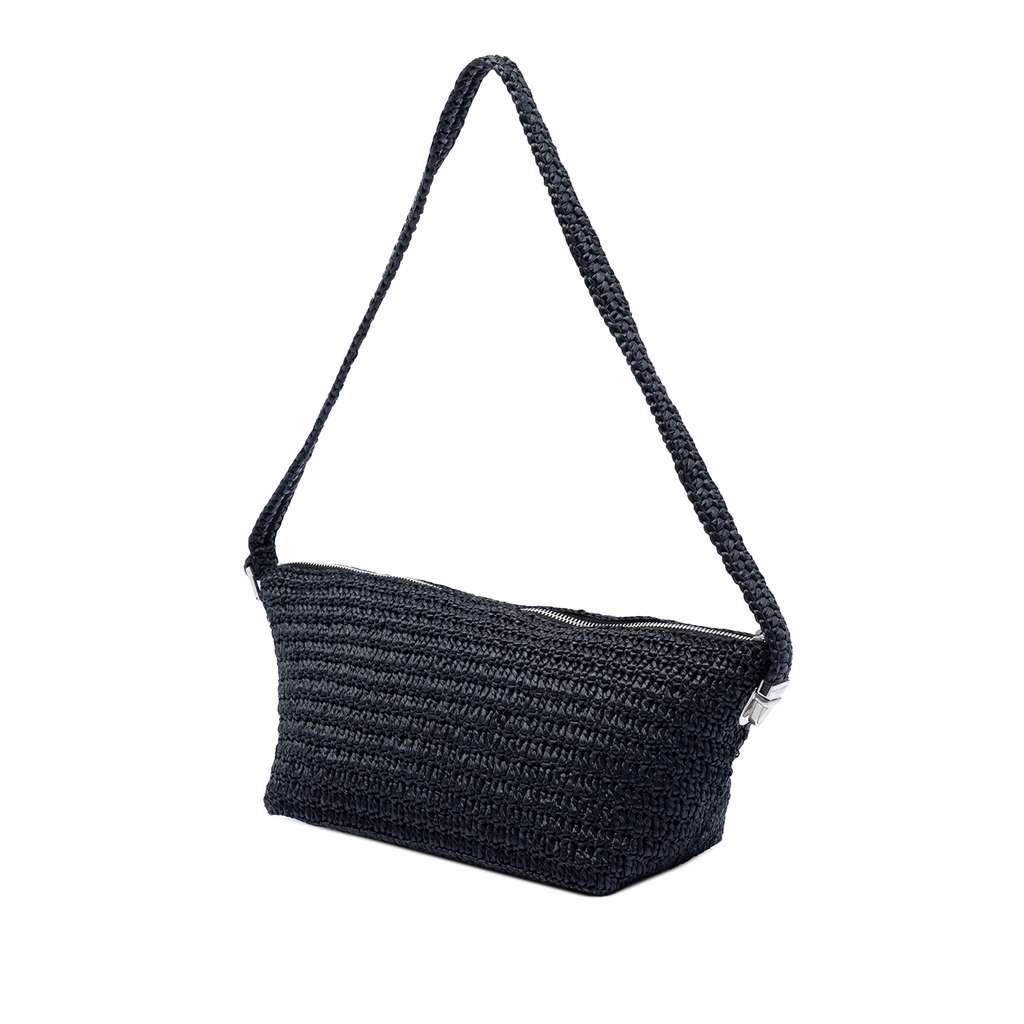 Saint Laurent Raffia Embroidered Logo Tote Black Good condition - Back View