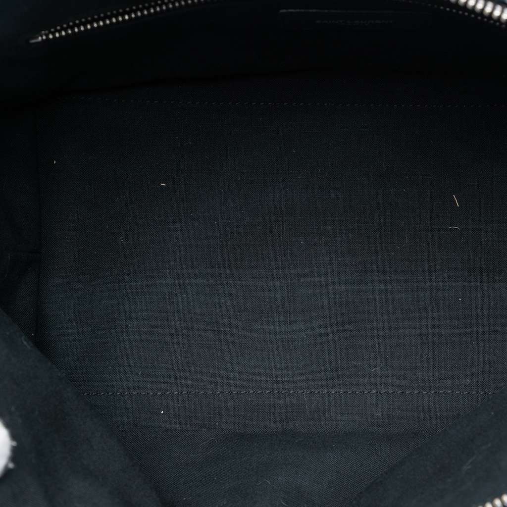 Saint Laurent Raffia Embroidered Logo Tote Black Good condition - Model View