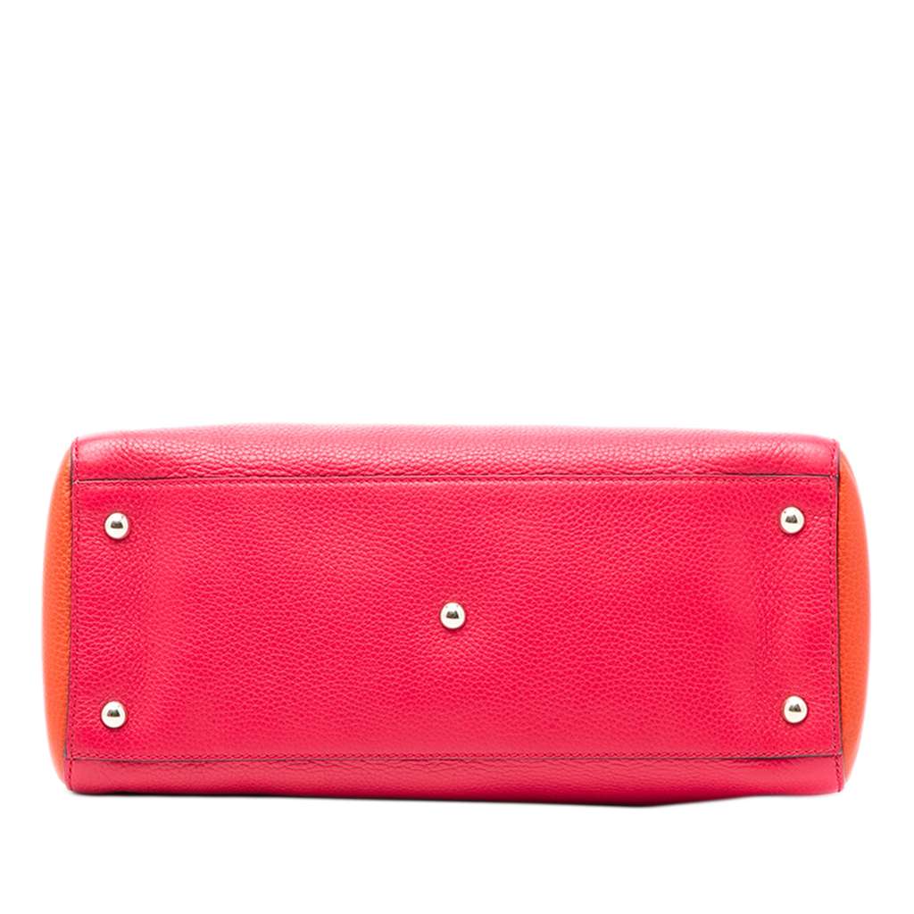 Gucci Medium Bicolor Calfskin Bamboo Shopper Satchel Pink Leather Good condition - Inside View