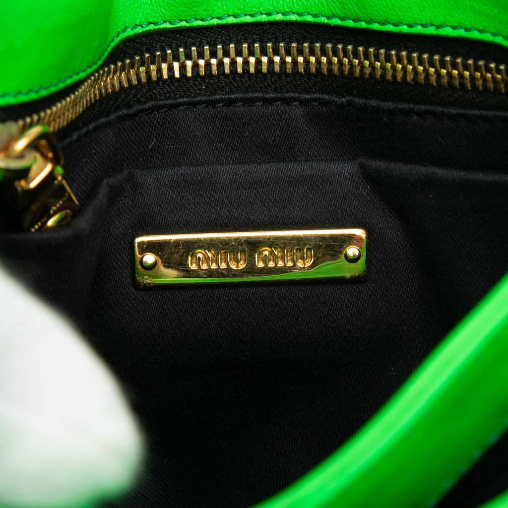 Miu Miu Leather Wing Strap Crossbody Green Leather Good condition - Box View