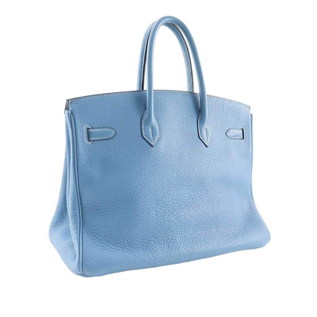 Hermès Clemence Birkin Retourne 35 Blue Leather Good condition - Inside View