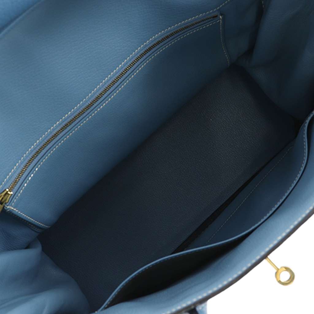 Hermès Clemence Birkin Retourne 35 Blue Leather Good condition - Model View