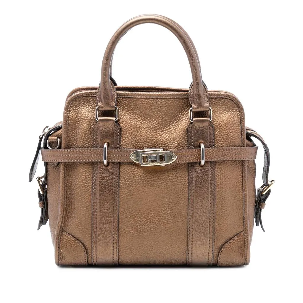 Burberry Leather Top Handle Bag Brown Leather Good - Front View