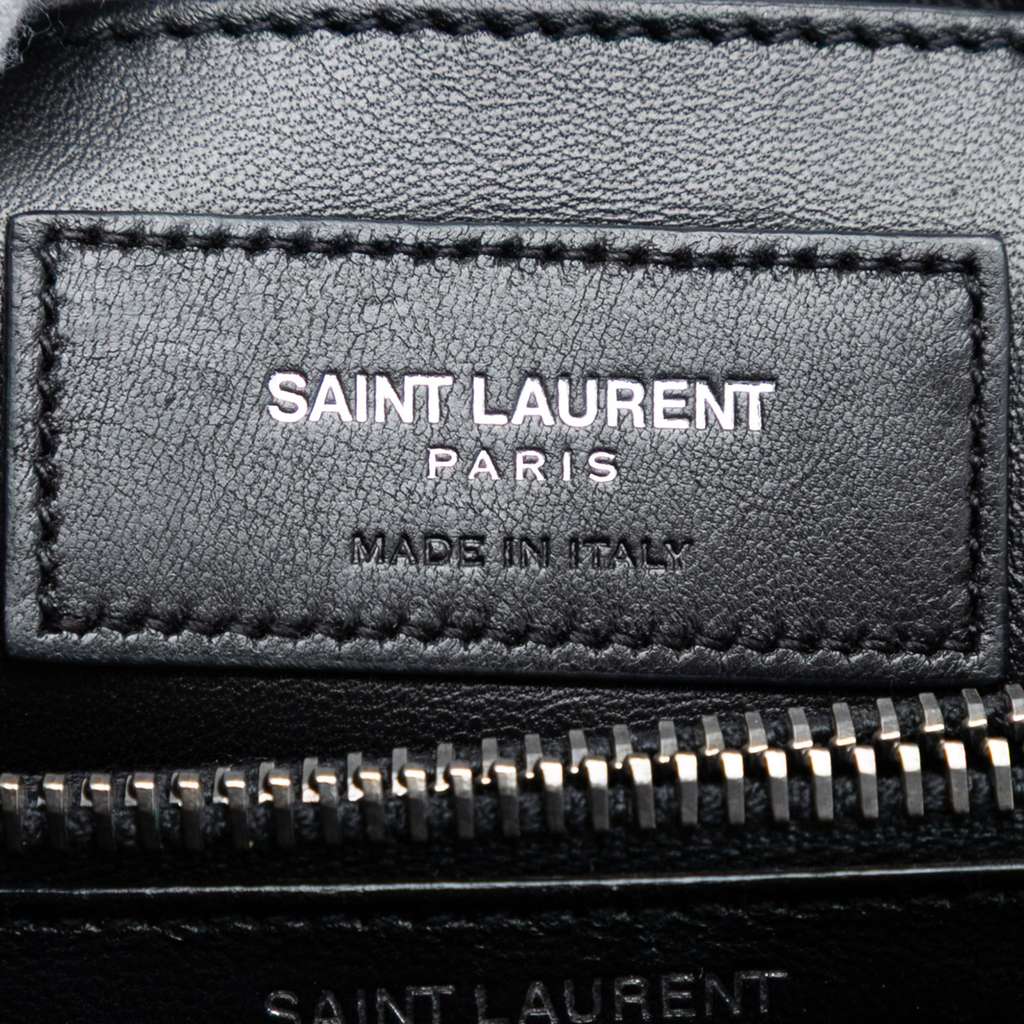 Saint Laurent Medium Chevron Suede Monogram Fringe College Satchel Black Leather Good condition - Box View