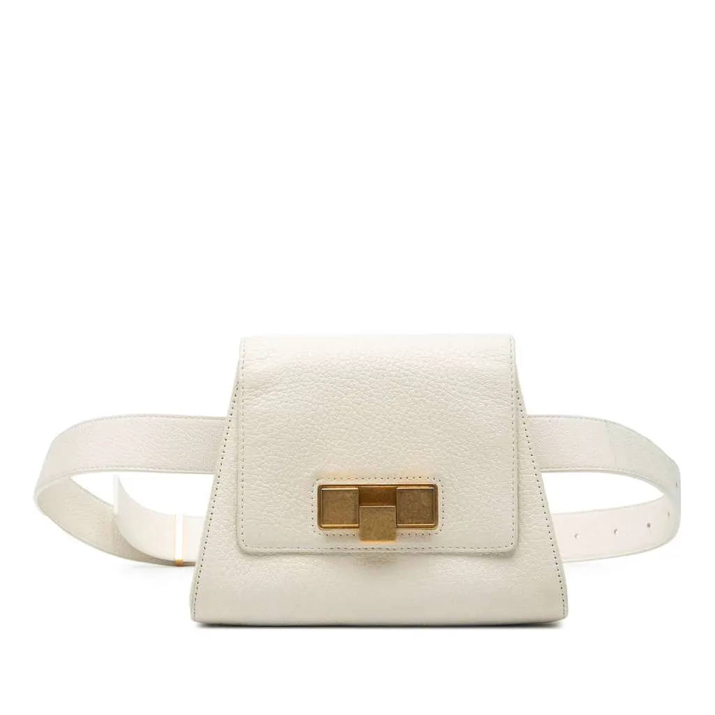 Bottega Veneta Leather Geometric Belt Bag White Leather Very good - Front View
