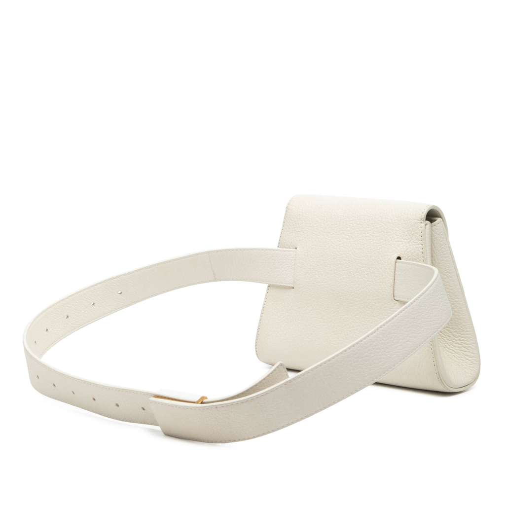 Bottega Veneta Leather Geometric Belt Bag White Leather Good condition - Back View