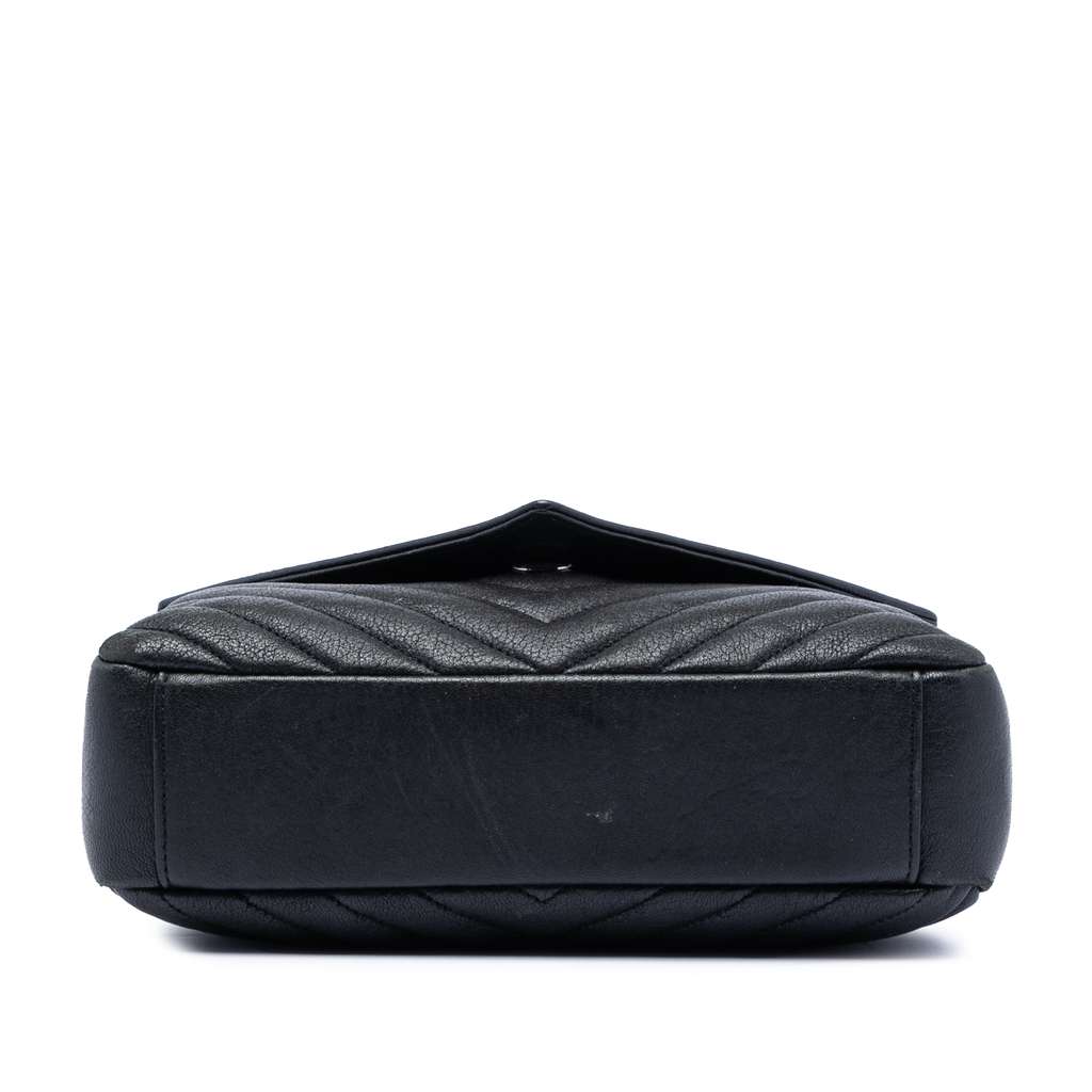 Saint Laurent Medium Chevron Sheepskin Monogram College Satchel Black Leather Good condition - Inside View