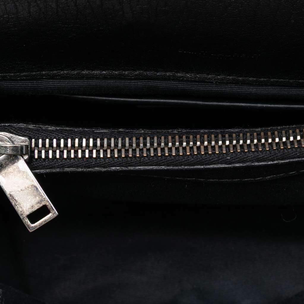 Saint Laurent Medium Chevron Sheepskin Monogram College Satchel Black Leather Good condition - Model View