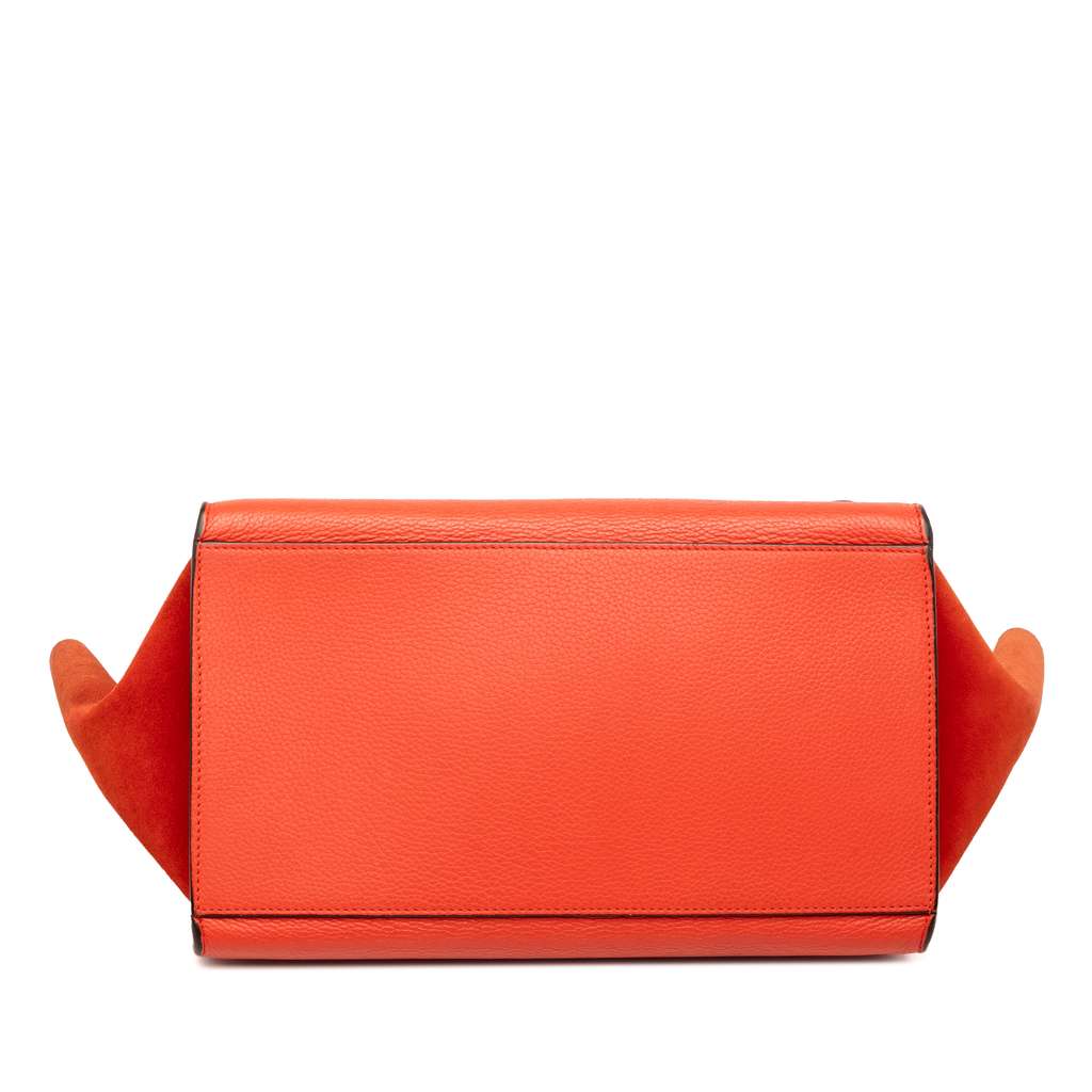 Celine Medium Drummed Calfskin and Suede Trapeze Satchel Orange Leather Good condition - Inside View