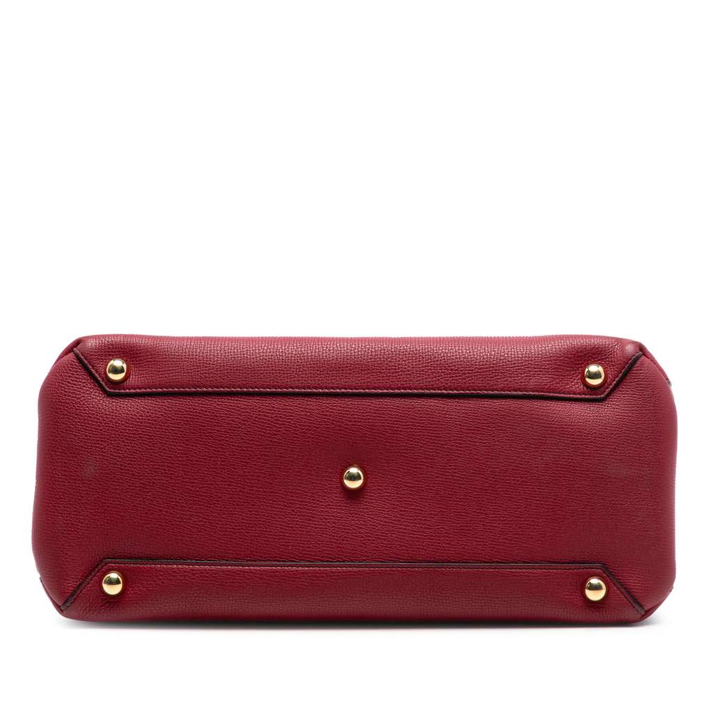 Burberry Medium Leather and House Check Banner Satchel Red Leather Good condition - Inside View