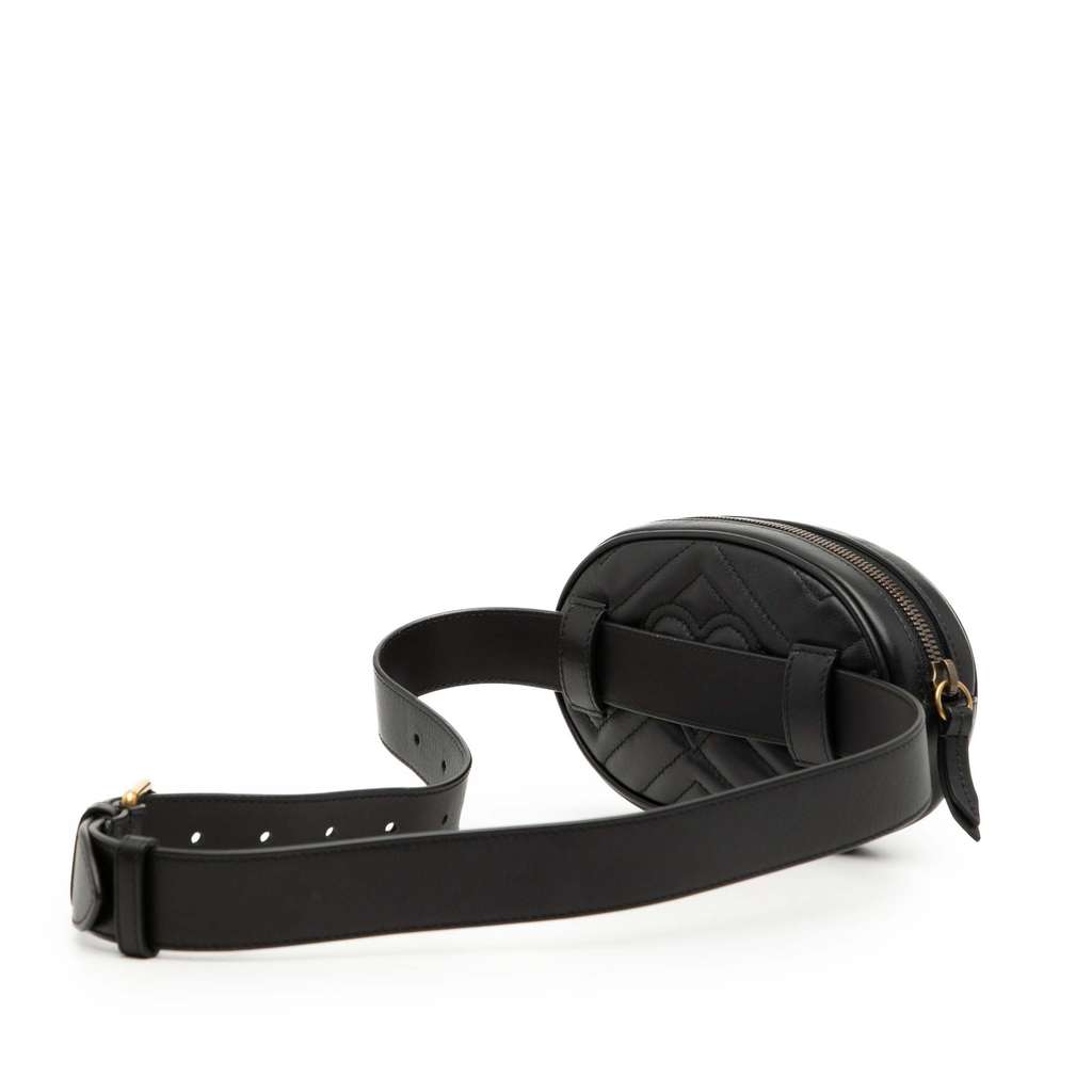 Gucci GG Marmont Matelasse Leather Belt Bag Black Leather Good condition - Back View