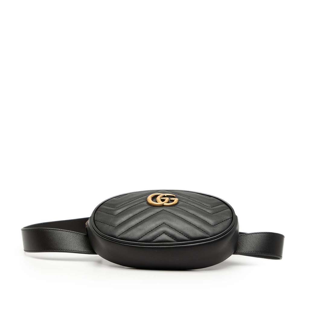 Gucci GG Marmont Matelasse Leather Belt Bag Black Leather Good condition - Inside View