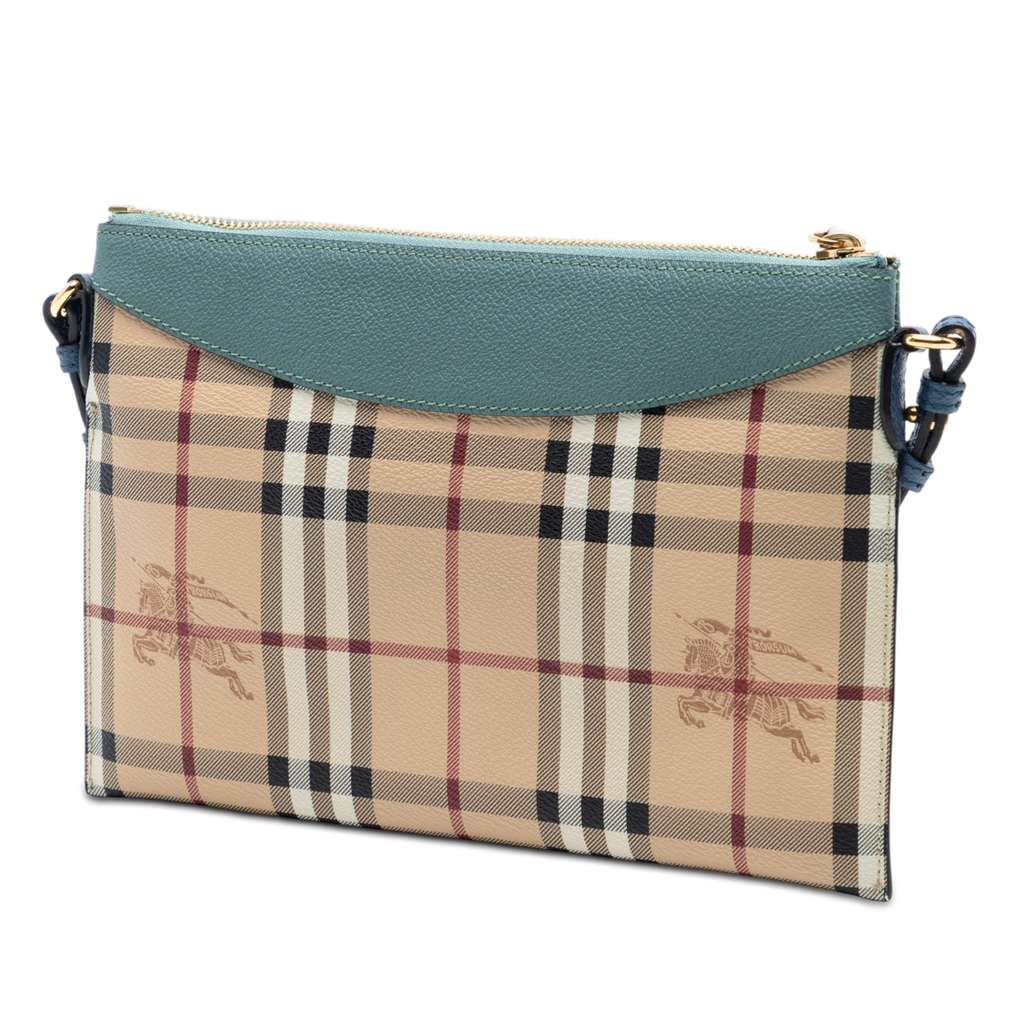 Burberry Haymarket Check Coated Canvas Peyton Crossbody Brown Canvas Good condition - Back View