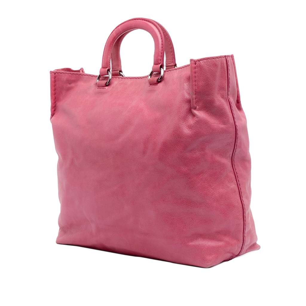 Prada Vitello Shine Open Convertible Tote Pink Leather Good condition - Back View