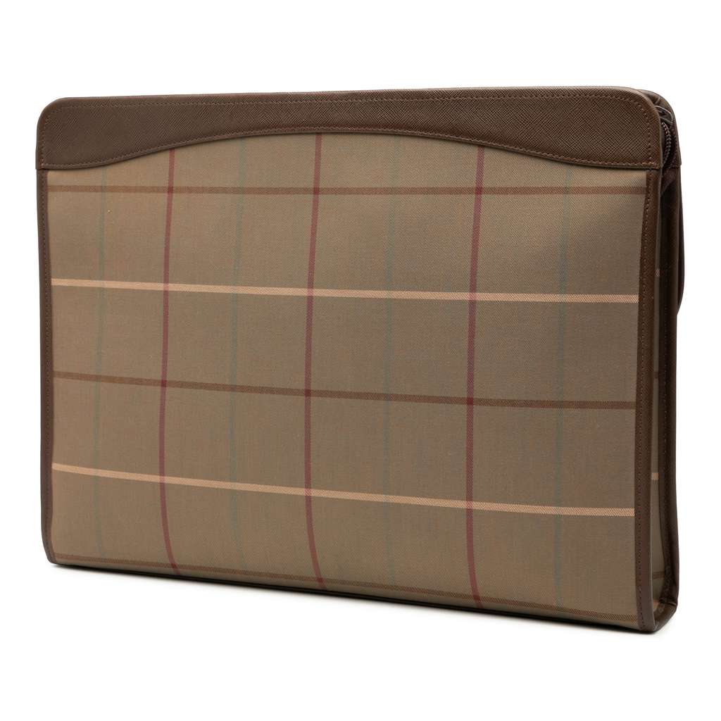 Burberry Vintage Check Canvas Clutch Brown Canvas Good condition - Back View