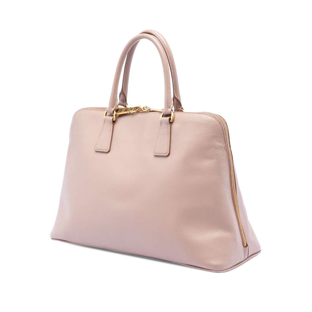 Prada Large Saffiano Lux Promenade Satchel Brown Leather Good condition - Back View