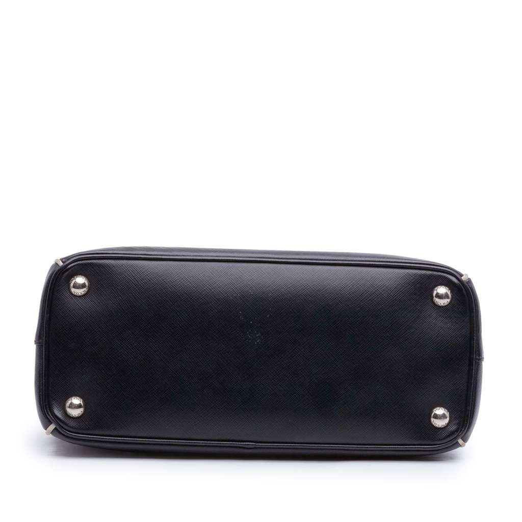 Prada Small Bicolor Saffiano Lux Galleria Double Zip Satchel Black Leather Good condition - Inside View