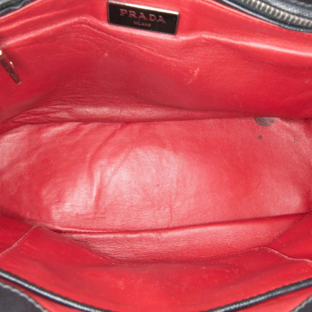 Prada Small Bicolor Saffiano Lux Galleria Double Zip Satchel Black Leather Good condition - Model View