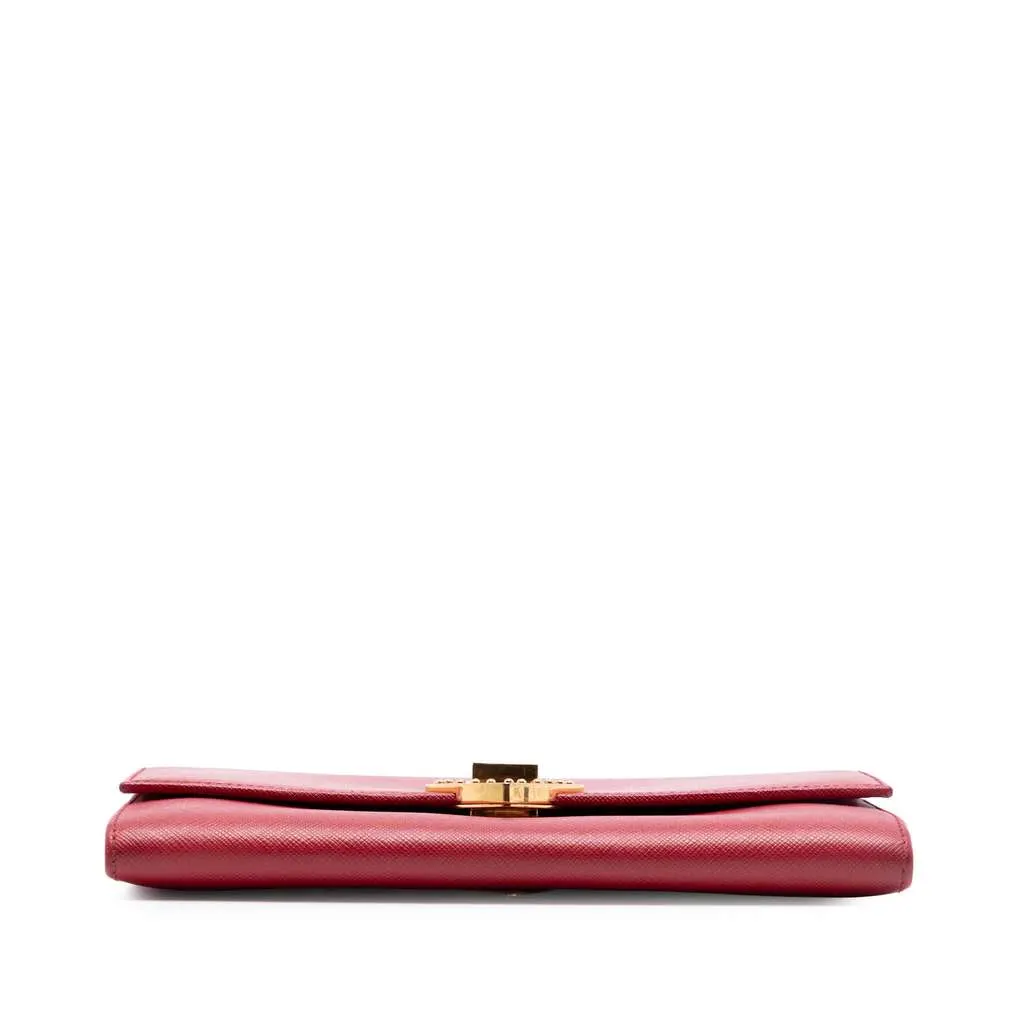 Prada Saffiano Heart Wallet On Chain Red Leather Very good - Inside View
