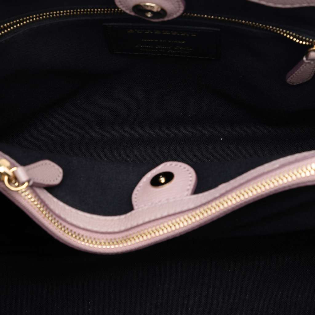 Burberry Medium Leather and House Check Banner Satchel Pink Leather Good condition - Model View