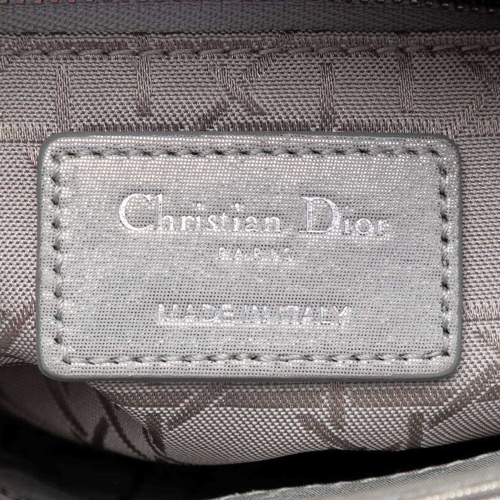 Dior Mini Iridescent Lambskin Cannage Lady Dior Silver Leather Good condition - Box View