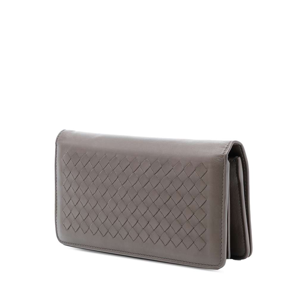 Bottega Veneta Nappa Intrecciato Continental Wallet on Chain Brown Leather Good condition - Back View