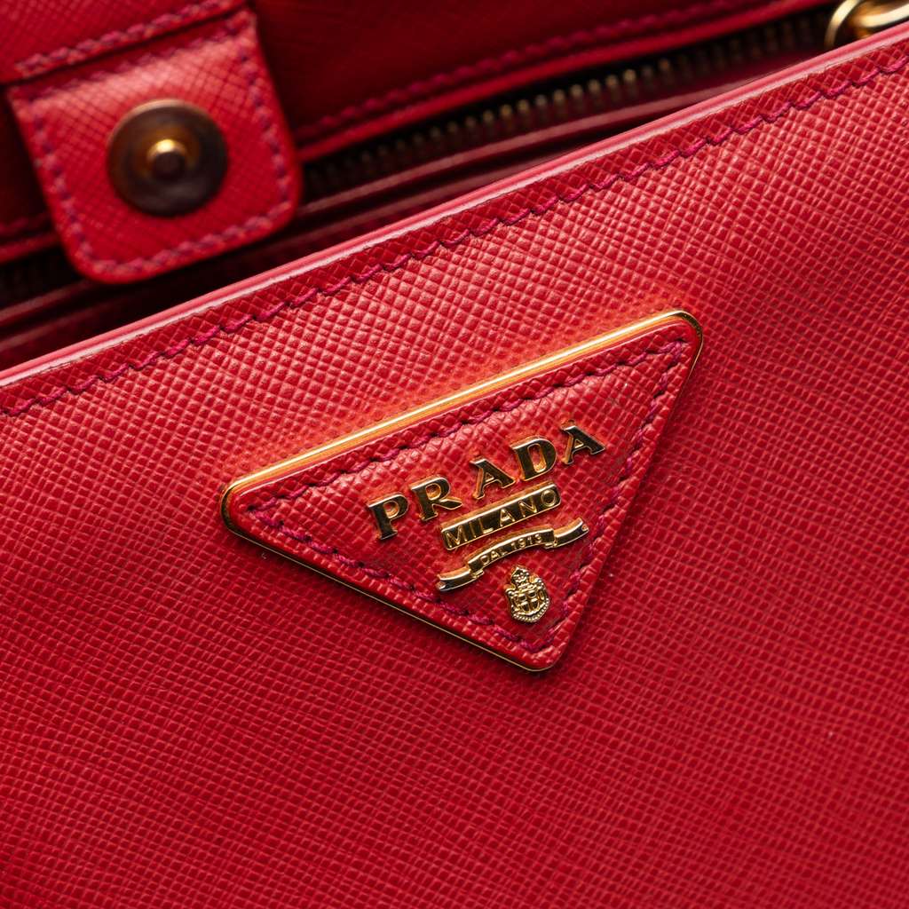 Prada Medium Saffiano Lux Galleria Satchel Red Leather Fair condition - Box View