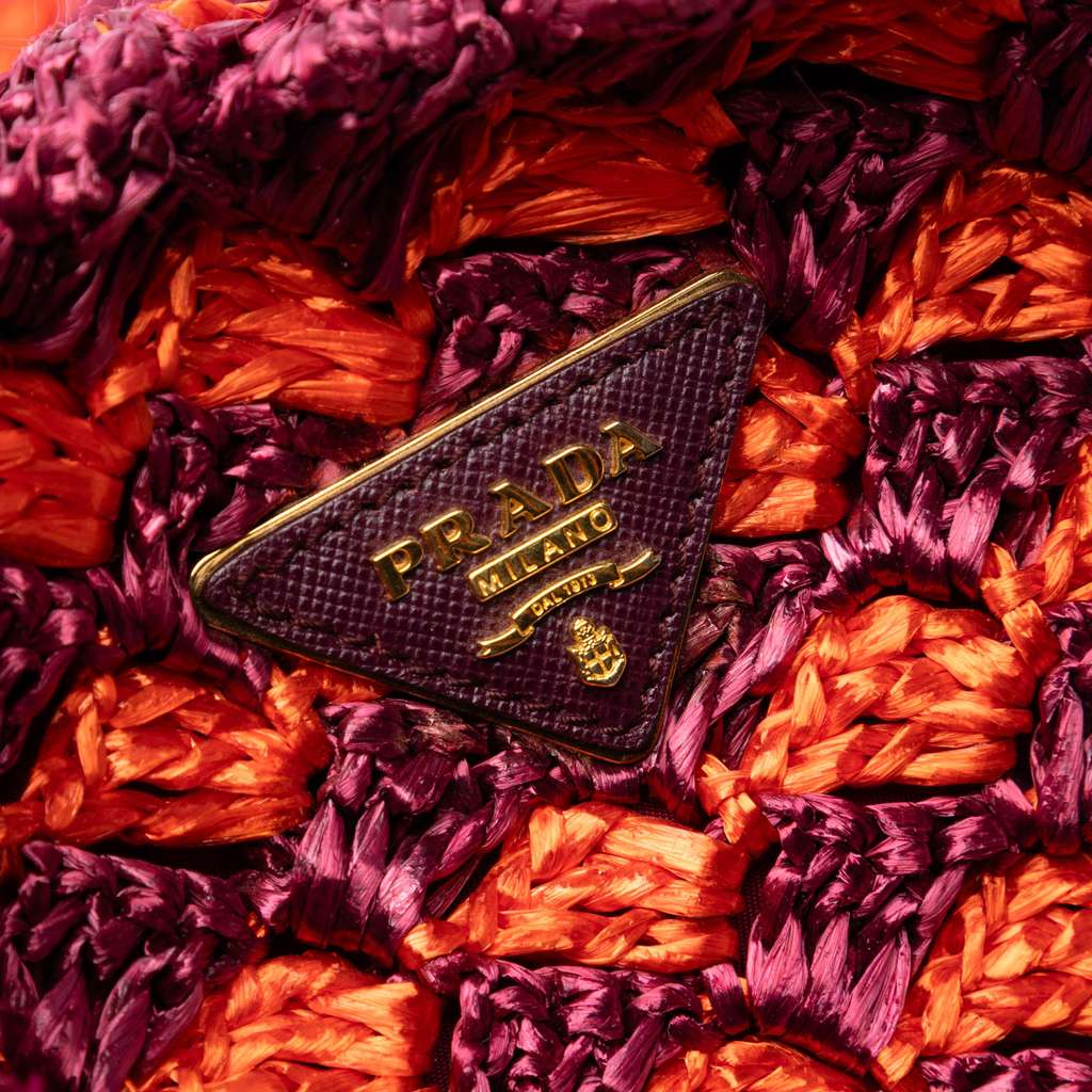 Prada Canapa Raffia Tote Orange Good condition - Box View