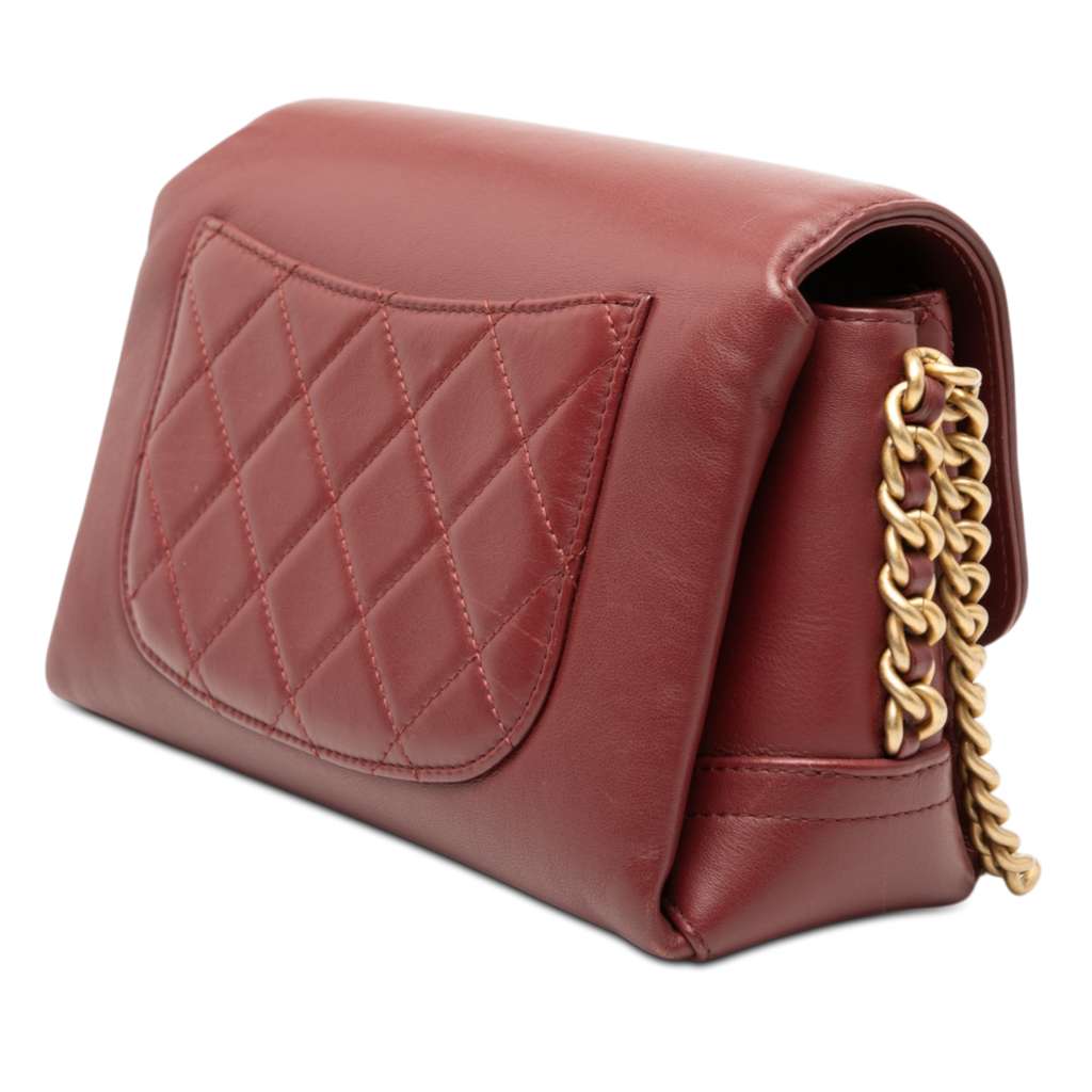 Chanel CC Quilted Lambskin Flap Red Leather Good condition - Back View