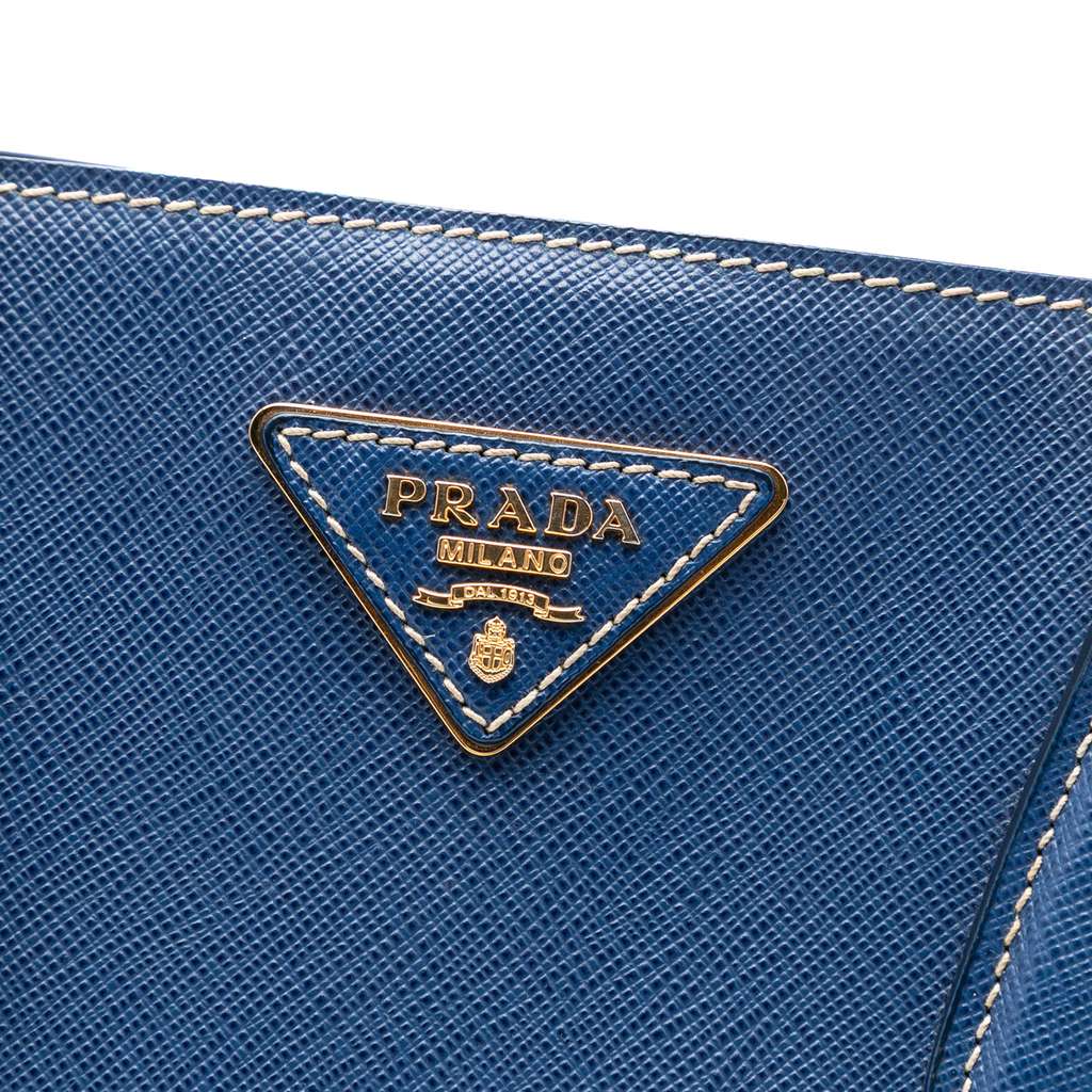 Prada Medium Bicolor Saffiano Lux Galleria Satchel Blue Leather Good condition - Box View