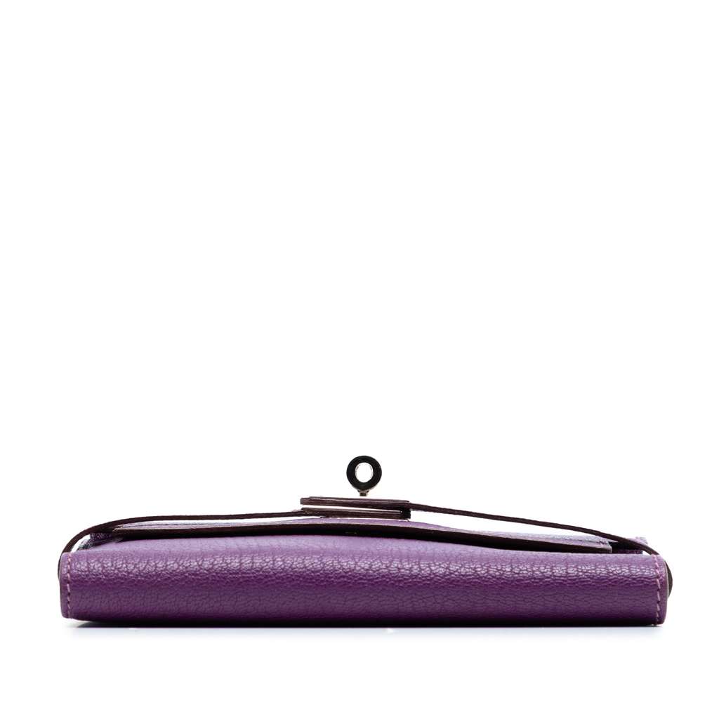 Hermès Medium Chevre Mysore Kelly Wallet Purple Leather Good condition - Inside View