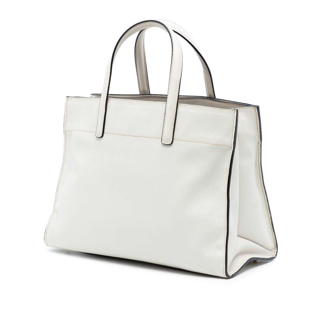 Prada Saffiano Soft Triple Pocket Tote White Leather Good condition - Back View