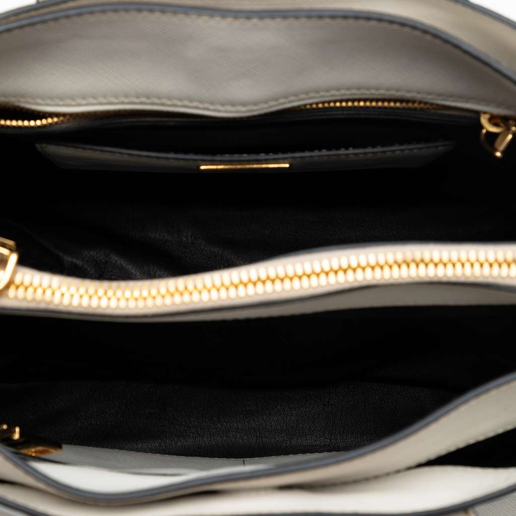 Prada Saffiano Soft Triple Pocket Tote White Leather Good condition - Model View