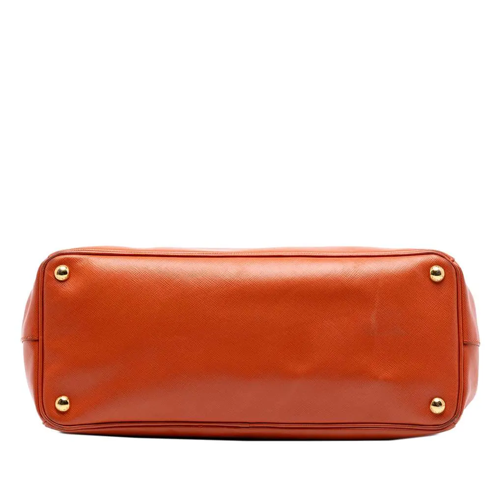 Prada Medium Saffiano Lux Galleria Double Zip Satchel Orange Leather Very good - Inside View