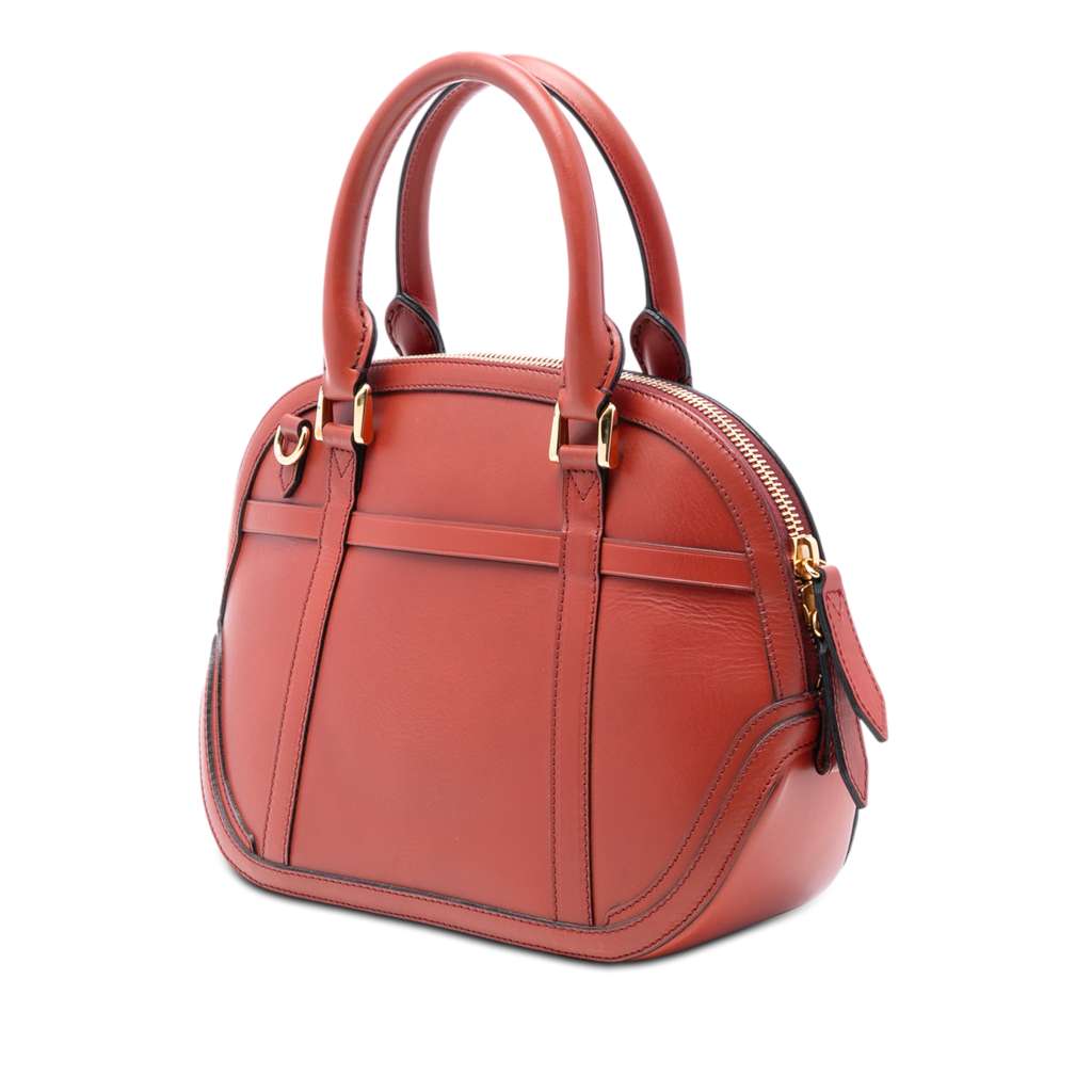 Burberry Small Calfskin Bridle Orchard Satchel Red Leather Good condition - Back View