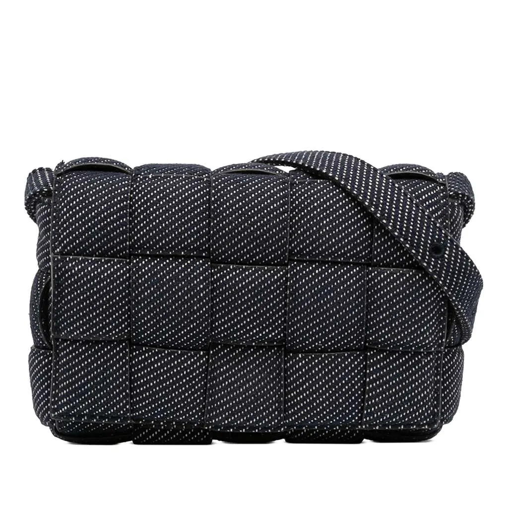Bottega Veneta Denim Intrecciato Cassette Padded Crossbody Blue Denim Very good - Front View