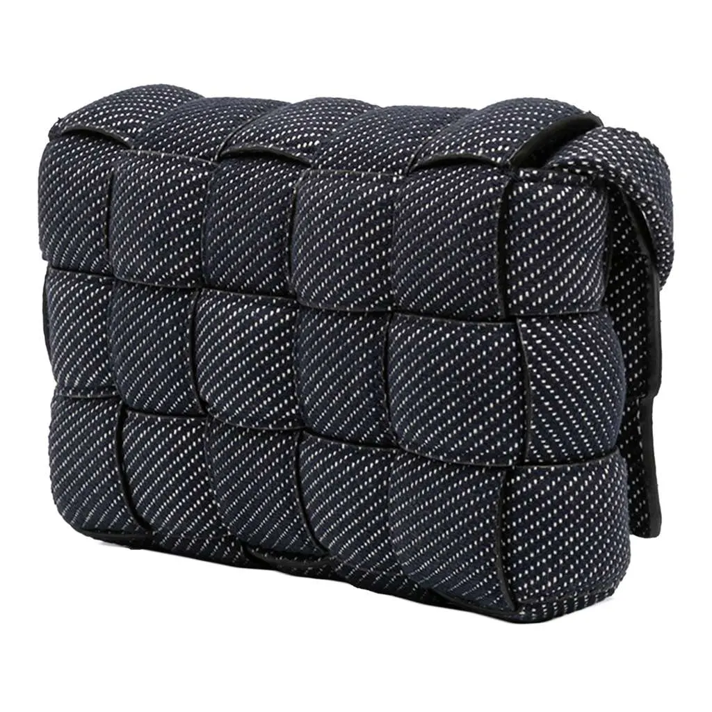 Bottega Veneta Denim Intrecciato Cassette Padded Crossbody Blue Denim Very good - Back View