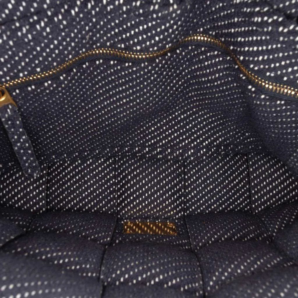 Bottega Veneta Denim Intrecciato Cassette Padded Crossbody Blue Denim Very good - Model View