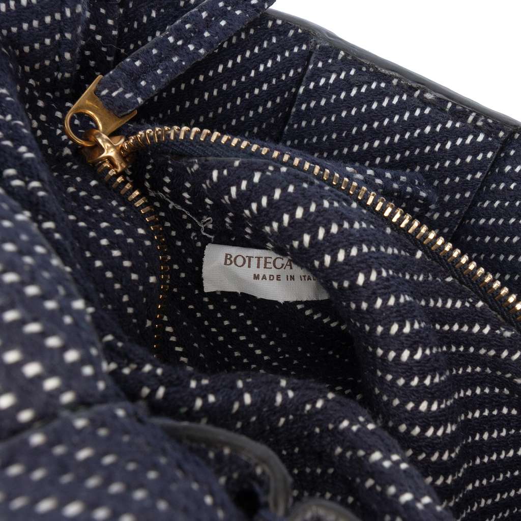 Bottega Veneta Denim Intrecciato Cassette Padded Crossbody Blue Denim Good condition - Box View