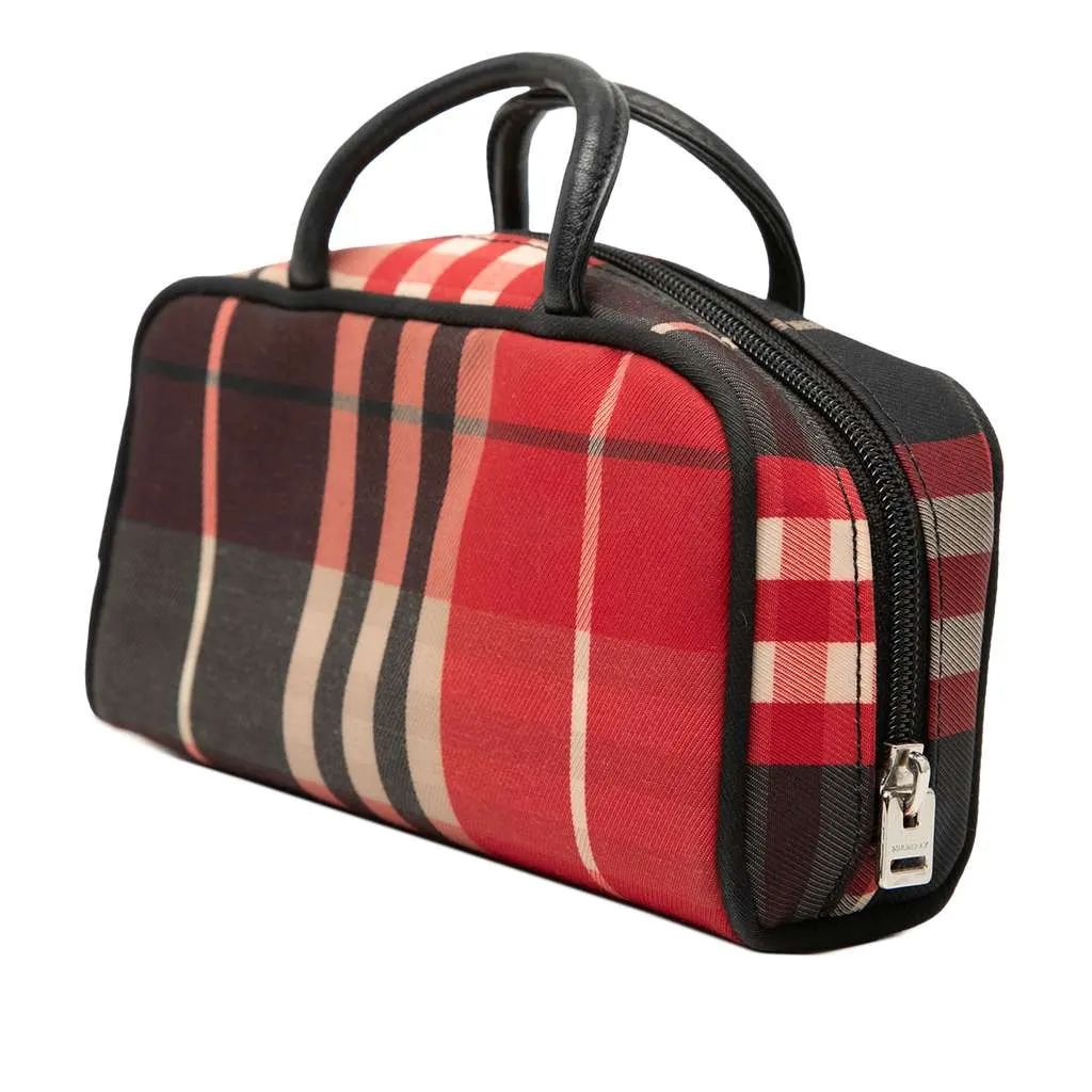 Burberry Mini Exploded Check Canvas Handbag Red Canvas Good - Back View