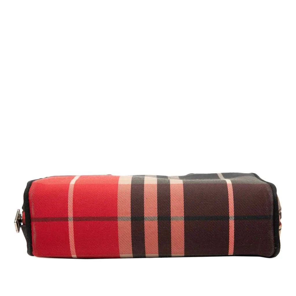 Burberry Mini Exploded Check Canvas Handbag Red Canvas Good - Inside View