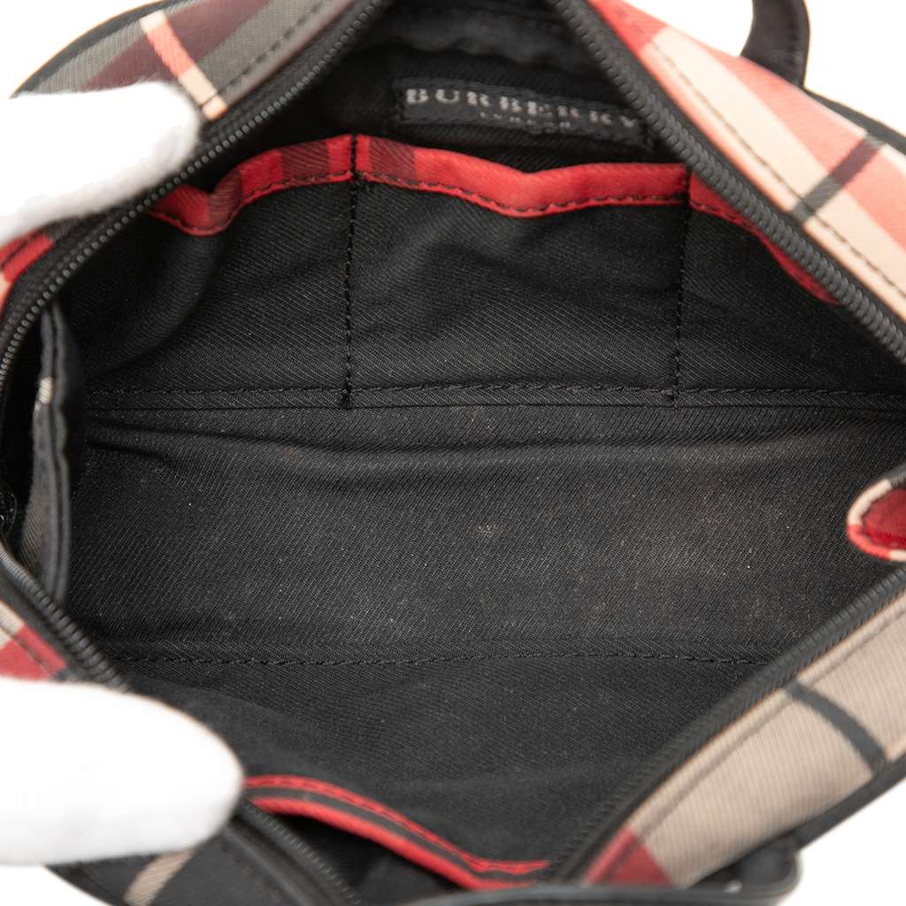 Burberry Mini Exploded Check Canvas Handbag Red Canvas Good condition - Model View