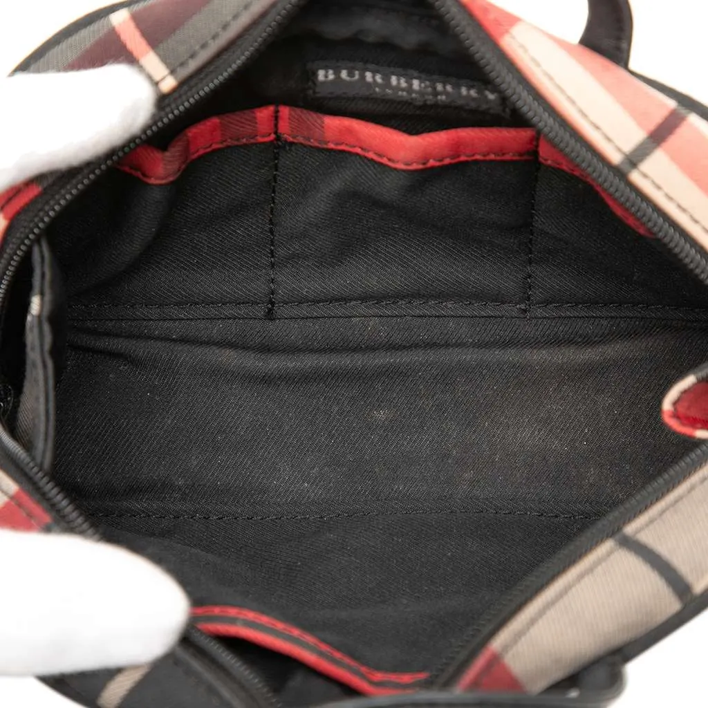 Burberry Mini Exploded Check Canvas Handbag Red Canvas Good - Model View