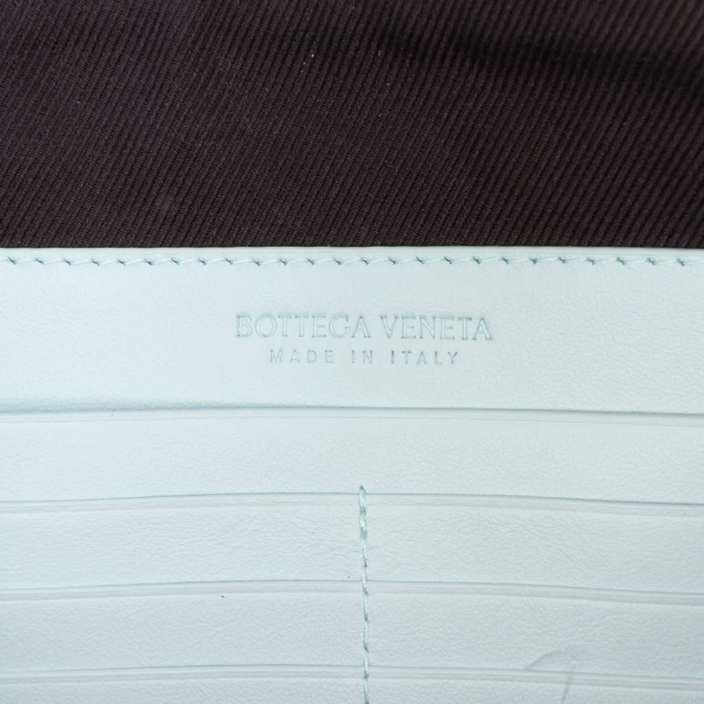 Bottega Veneta Medium Nappa Intrecciato Flat Pouch Blue Leather Good condition - Box View
