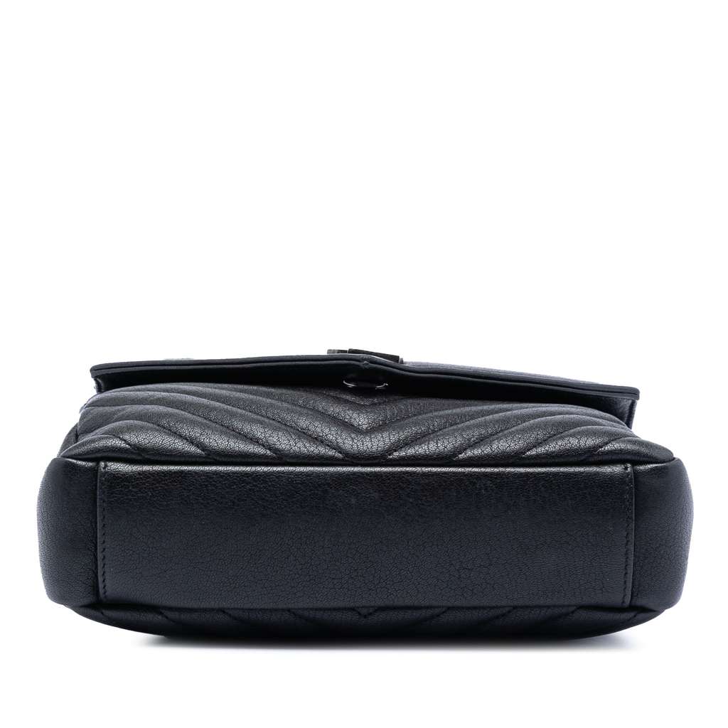 Saint Laurent Medium Chevron Sheepskin Monogram College Satchel Black Leather Good condition - Inside View