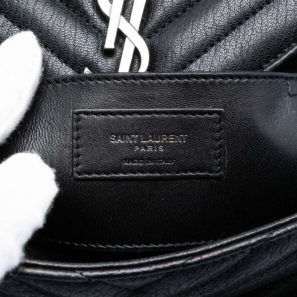 Saint Laurent Medium Chevron Sheepskin Monogram College Satchel Black Leather Good condition - Box View
