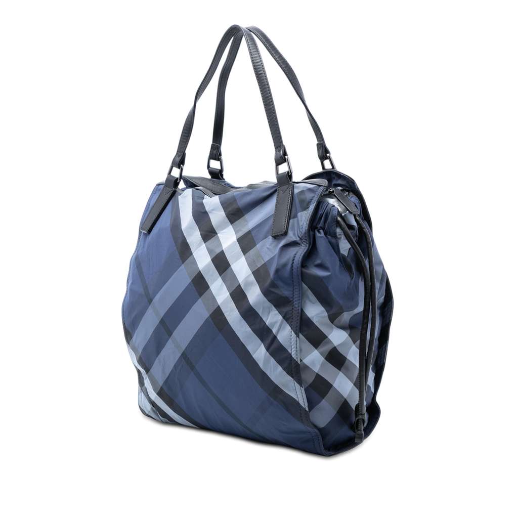 Burberry Supernova Check Nylon Buckleigh Tote Blue Good condition - Back View